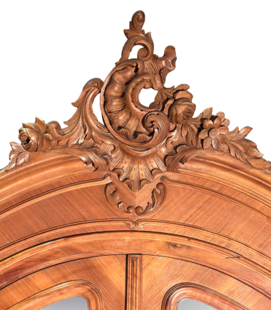 Antique French Louis Xv Walnut Armoire With Bevel Mirrored Double Doors 3