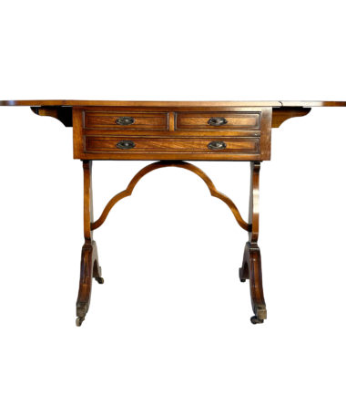 Classic And Timeless Banded Wood Veneer Drop Leaf Hall Table 2