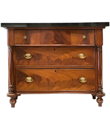 Hepplewhite Design Mahogany 3 Door Dresser Or Entry Console With Black Granite Top 1
